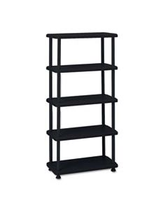 ICE20851 ROUGH N READY FIVE-SHELF OPEN STORAGE SYSTEM, RESIN, 36W X 18D X 74H, BLACK