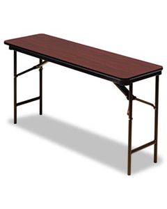 ICE55274 PREMIUM WOOD LAMINATE FOLDING TABLE, RECTANGULAR, 60W X 18D X 29H, MAHOGANY