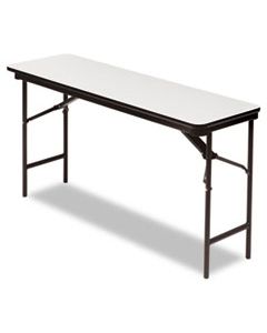 ICE55277 PREMIUM WOOD LAMINATE FOLDING TABLE, RECTANGULAR, 60W X 18D X 29H, GRAY/CHARCOAL