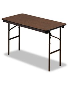 ICE55304 ECONOMY WOOD LAMINATE FOLDING TABLE, RECTANGULAR, 48W X 24D X 29H, WALNUT