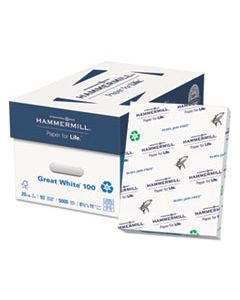 HAM86790 GREAT WHITE 100 RECYCLED PRINT PAPER, 92 BRIGHT, 20LB, 8.5 X 11, WHITE, 500 SHEETS/REAM, 10 REAMS/CARTON