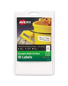AVE61522 DURABLE PERMANENT MULTI-SURFACE ID LABELS, INKJET/LASER PRINTERS, 1.25 X 3.5, WHITE, 4/SHEET, 10 SHEETS/PACK