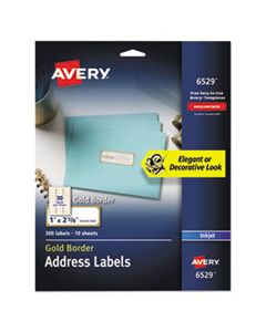 AVE6529 WHITE EASY PEEL ADDRESS LABELS W/ BORDER, INKJET PRINTERS, 1 X 2.63, WHITE, 30/SHEET, 10 SHEETS/PACK