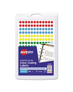 AVE05795 HANDWRITE ONLY SELF-ADHESIVE REMOVABLE ROUND COLOR-CODING LABELS, 0.25" DIA., ASSORTED COLORS, 192/SHEET, 4 SHEETS/PACK