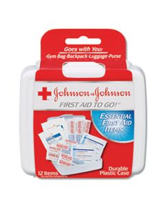 JOJ8295 MINI FIRST AID TO GO KIT, 12-PIECES, PLASTIC CASE