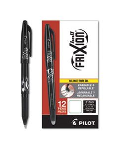 PIL31550 FRIXION BALL ERASABLE STICK GEL PEN, FINE 0.7MM, BLACK INK, BLACK BARREL