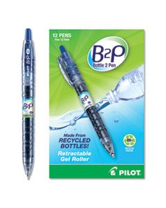 PIL31601 B2P BOTTLE-2-PEN RECYCLED RETRACTABLE GEL PEN, 0.7MM, BLUE INK, TRANSLUCENT BLUE BARREL