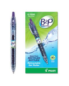 PIL31622 B2P BOTTLE-2-PEN RECYCLED RETRACTABLE GEL PEN, 0.7MM, PURPLE INK, TRANSLUCENT BLUE BARREL