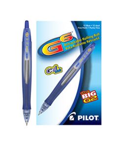 PIL31402 G6 RETRACTABLE GEL PEN, FINE 0.7MM, BLUE INK, BLUE BARREL