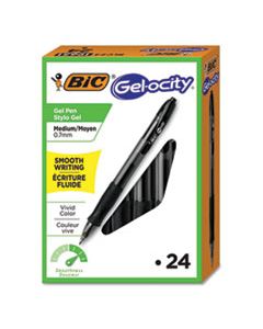 BICRLC241BK GEL-OCITY RETRACTABLE GEL PEN, MEDIUM 0.7MM, BLACK INK/BARREL, 24/PACK