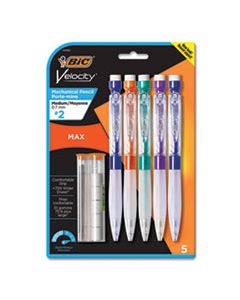 BICMPMX7P51 VELOCITY MAX PENCIL, 0.7 MM, HB (#2), BLACK LEAD, ASSORTED BARREL COLORS, 5/PACK