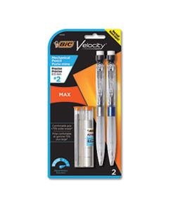 BICMPMX5P21 VELOCITY MAX PENCIL, 0.5 MM, HB (#2), BLACK LEAD, GRAY BARREL, 2/PACK