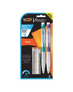 BICMPMX7P21BK VELOCITY MAX PENCIL, 0.7 MM, HB (#2.5), BLACK LEAD, ASSORTED BARREL COLORS, 2/PACK