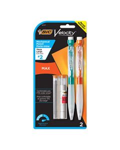 BICMPMX9P21 VELOCITY MAX PENCIL, 0.9 MM, HB (#2), BLACK LEAD, ASSORTED BARREL COLORS, 2/PACK