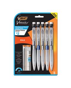 BICMPMX5P51 VELOCITY MAX PENCIL, 0.5 MM, HB (#2), BLACK LEAD, ASSORTED BARREL COLORS, 5/PACK