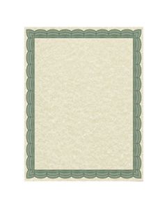 SOU91341 PARCHMENT CERTIFICATES, TRADITIONAL, 8 1/2 X 11, IVORY W/ GREEN BORDER, 50/PACK