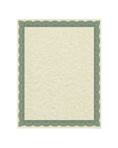 SOU91341 PARCHMENT CERTIFICATES, TRADITIONAL, 8 1/2 X 11, IVORY W/ GREEN BORDER, 50/PACK