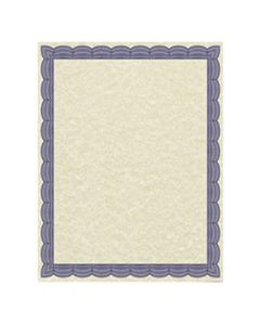 SOU91342 PARCHMENT CERTIFICATES, TRADITIONAL, 8 1/2 X 11, IVORY W/ BLUE BORDER, 50/PACK