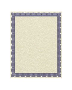 SOU91342 PARCHMENT CERTIFICATES, TRADITIONAL, 8 1/2 X 11, IVORY W/ BLUE BORDER, 50/PACK