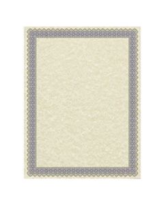 SOU91349 PARCHMENT CERTIFICATES, ANTIQUE, 8 1/2 X 11, IVORY W/ BLUE AND SILVER-FOIL BORDER, 50/PACK