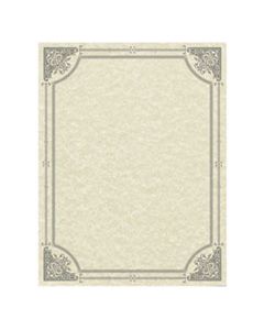 SOU91360 PARCHMENT CERTIFICATES, VINTAGE, 8 1/2 X 11, IVORY W/ SILVER-FOIL BORDER, 50/PACK