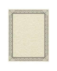 SOU91353 PARCHMENT CERTIFICATES, RETRO, 8 1/2 X 11, IVORY W/ BLACK & SILVER-FOIL BORDER, 50/PACK
