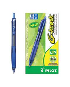 PIL31507 G-KNOCK BEGREEN RETRACTABLE GEL PEN, FINE 0.7MM, BLUE INK/BARREL, DOZEN