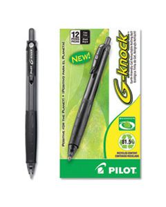 PIL31506 G-KNOCK BEGREEN RETRACTABLE GEL PEN, FINE 0.7MM, BLACK INK/BARREL, DOZEN