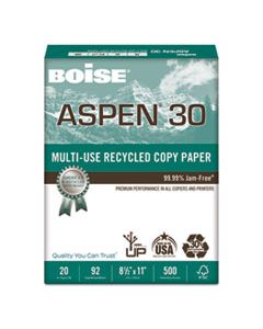 CAS054901 ASPEN 30 MULTI-USE RECYCLED PAPER, 92 BRIGHT, 20LB, 8.5 X 11, WHITE, 500 SHEETS/REAM, 10 REAMS/CARTON