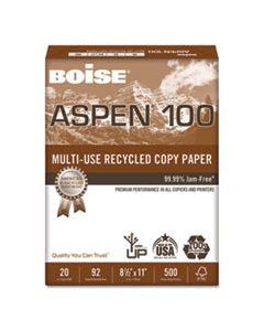 CAS054922 ASPEN MULTI-USE RECYCLED PAPER, 92 BRIGHT, 20LB, 8.5 X 11, WHITE, 500 SHEETS/REAM, 10 REAMS/CARTON