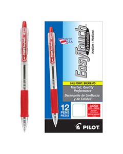 PIL32222 EASYTOUCH RETRACTABLE BALLPOINT PEN, MEDIUM 1MM, RED INK, CLEAR BARREL, DOZEN