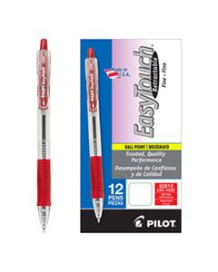 PIL32212 EASYTOUCH RETRACTABLE BALLPOINT PEN, FINE 0.7MM, RED INK, CLEAR BARREL, DOZEN