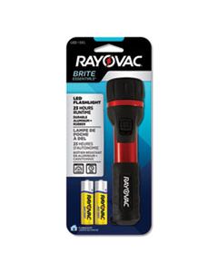 RAYBER2AABA GENERAL PURPOSE RUBBER AND ALUMINUM FLASHLIGHT, 2 AA BATTERIES (INCLUDED), RED/BLACK