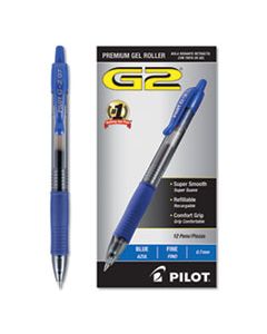 PIL31021 G2 PREMIUM RETRACTABLE GEL PEN, 0.7MM, BLUE INK, SMOKE BARREL, DOZEN