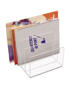 KTKAD45 CLEAR ACRYLIC DESK FILE, 3 SECTIONS, LETTER TO LEGAL SIZE FILES, 8" X 6.5" X 7.5", CLEAR