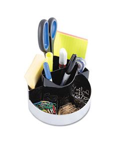 KTKORG620 ROTATING DESK ORGANIZER, PLASTIC, 6 X 5 3/4 X 4 1/2, BLACK/SILVER