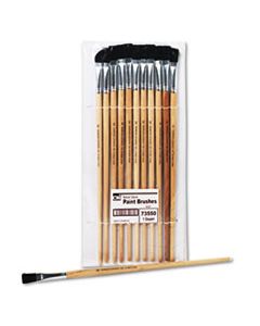 LEO73550 LONG HANDLE EASEL BRUSH, SIZE 12, NATURAL BRISTLE, FLAT, 12/PACK