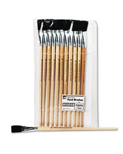 LEO73575 LONG HANDLE EASEL BRUSH, SIZE 18, NATURAL BRISTLE, FLAT, 12/PACK