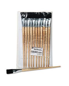 LEO73599 LONG HANDLE EASEL BRUSH, SIZE 22, NATURAL BRISTLE, FLAT, 12/PACK