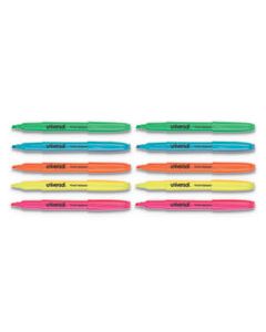 UNV08857 POCKET HIGHLIGHTERS, CHISEL TIP, ASSORTED COLORS, DOZEN