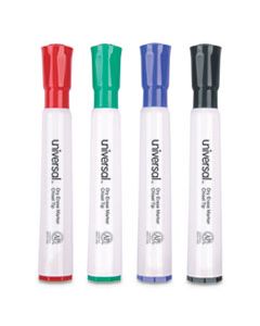 UNV43650 DRY ERASE MARKER, BROAD CHISEL TIP, ASSORTED COLORS, 4/SET