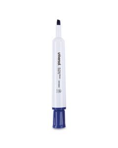 UNV43653 DRY ERASE MARKER, BROAD CHISEL TIP, BLUE, DOZEN