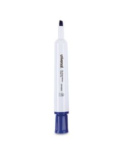 UNV43653 DRY ERASE MARKER, BROAD CHISEL TIP, BLUE, DOZEN