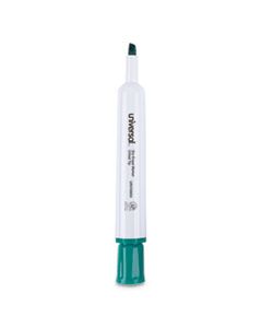 UNV43654 DRY ERASE MARKER, BROAD CHISEL TIP, GREEN, DOZEN