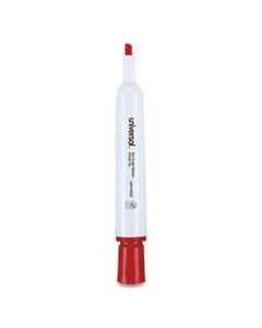 UNV43652 DRY ERASE MARKER, BROAD CHISEL TIP, RED, DOZEN