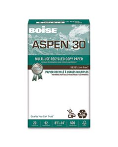 CAS054904 ASPEN 30 MULTI-USE RECYCLED PAPER, 92 BRIGHT, 20LB, 8.5 X 14, WHITE, 500 SHEETS/REAM, 10 REAMS/CARTON