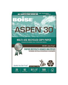 CAS054901P ASPEN 30 MULTI-USE RECYCLED PAPER, 92 BRIGHT, 3-HOLE, 20LB, 8.5 X 11, WHITE, 500 SHEETS/REAM, 10 REAMS/CARTON