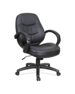 ALEPF4219 ALERA PF SERIES MID-BACK LEATHER OFFICE CHAIR, SUPPORTS UP TO 275 LBS., BLACK SEAT/BLACK BACK, BLACK BASE