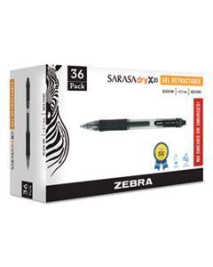 ZEB46136 SARASA DRY GEL X20 RETRACTABLE GEL PEN, MEDIUM 0.7MM, BLACK INK, SMOKE BARREL, 36/PACK
