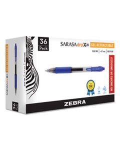 ZEB46236 SARASA DRY GEL X20 RETRACTABLE GEL PEN, MEDIUM 0.7MM, BLUE INK, TRANSLUCENT BLUE BARREL, 36/PACK